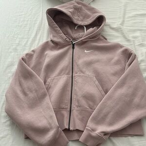 Nike pink crop zip up hoodie